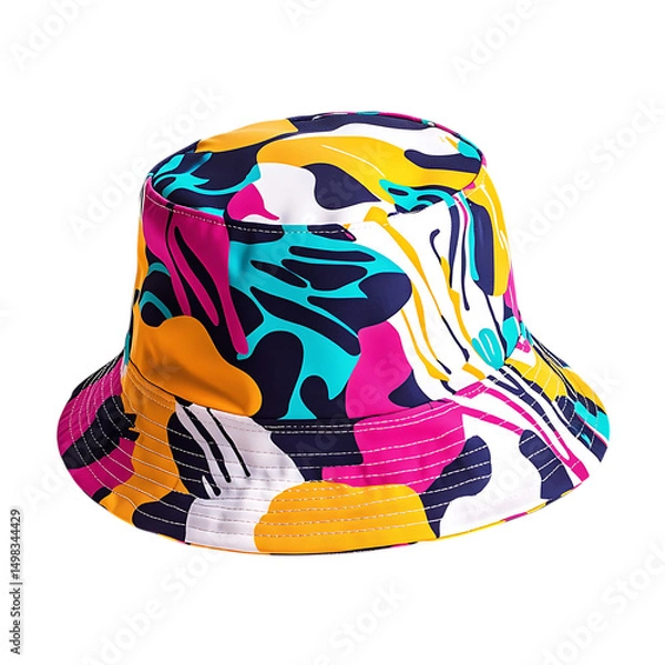 Obraz Playful Bucket Hat with a Bright Modern Print Isolated on Transparent Background