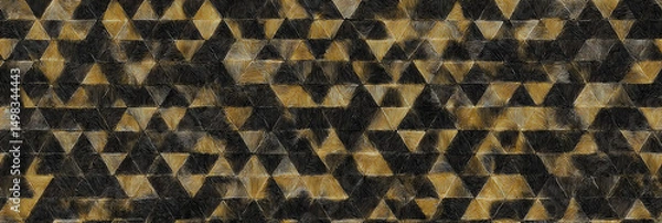 Fototapeta Black backdrop with yellow geometric figure (triangle) old-fashioned design - Seamless , pattern , background , tile