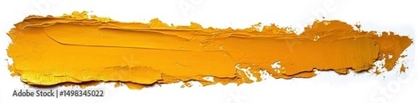 Fototapeta thick textured bold orange paintbrush stroke on white background with rough edges and raised surface