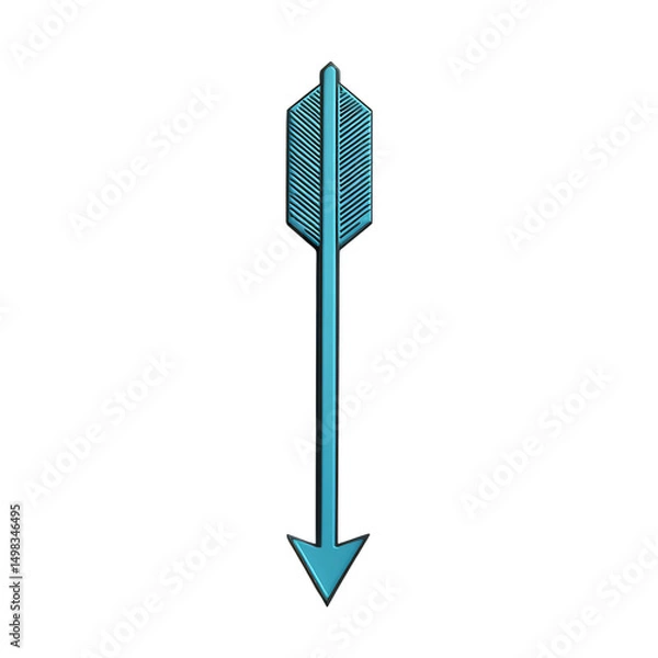 Obraz Sleek Arrow with a Modern Silhouette in Cool Blue Isolated on Transparent Background