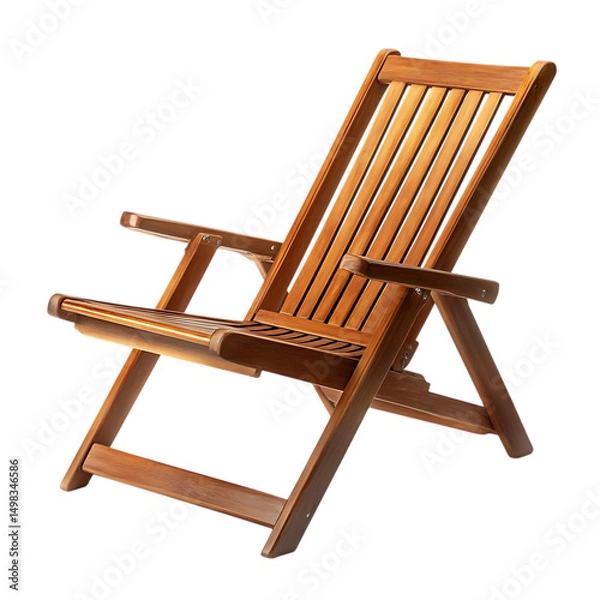 Obraz Contemporary Wooden Beach Chair with a Fold Away De Isolated on Transparent Background