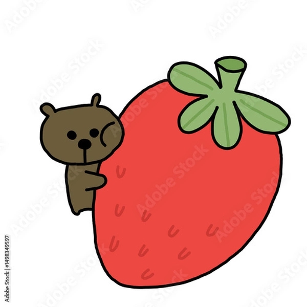Fototapeta Bear with strawberry 