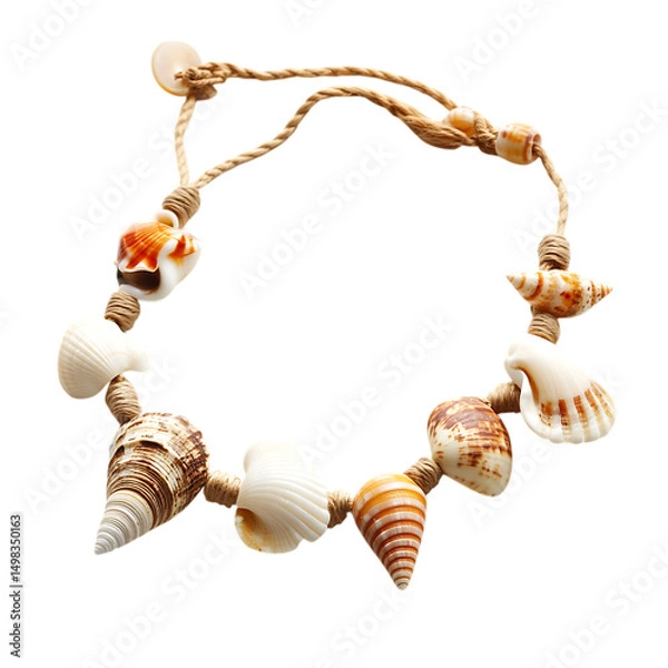 Obraz Coastal Shell Anklet with a Mix of Rough and Smooth Isolated on Transparent Background