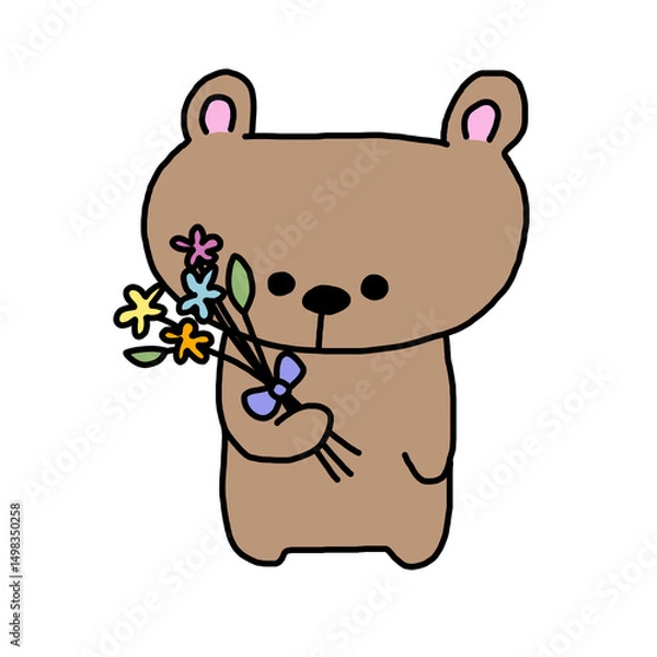 Fototapeta bear with a flower 