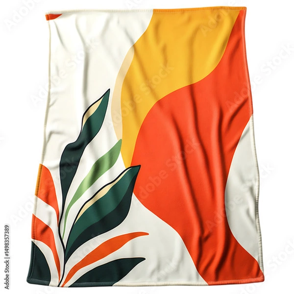 Obraz Retro Beach Towel with Oversized Funky Prints Isolated on Transparent Background