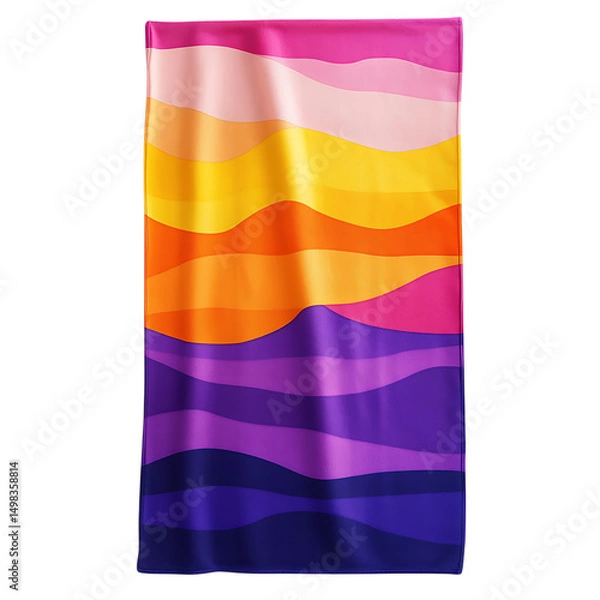 Obraz Modern Beach Towel with Large Vibrant Gradient Over Isolated on Transparent Background
