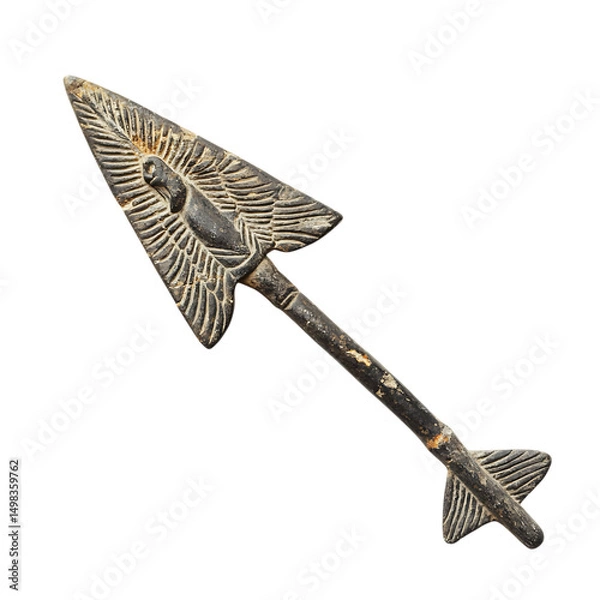 Obraz A Stone Arrow with Mycenaean Griffin Carvings Greek Isolated on Transparent Background