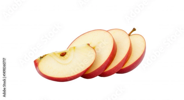 Fototapeta Four apple slices arranged in a radial pattern with transparent background