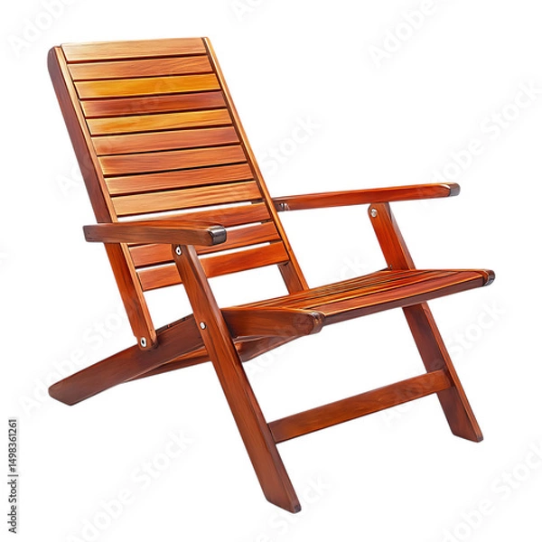 Obraz Elegant Modern Wooden Beach Chair with a Refined Fo Isolated on Transparent Background