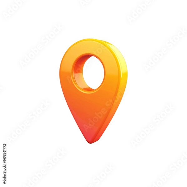 Obraz Orange yellow 3d map pointer location icon design gps on transparent background
