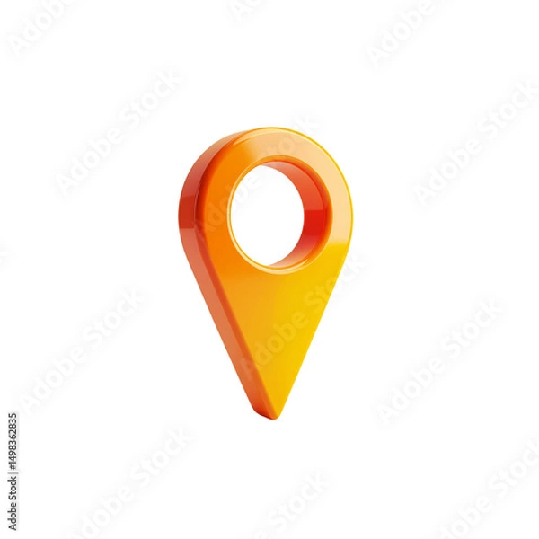 Obraz Shiny orange 3d map pointer location icon design gps on transparent background