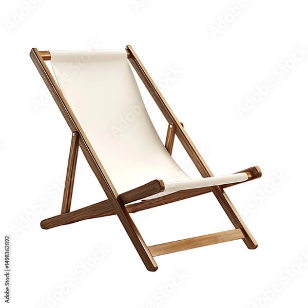 Obraz Elegant Minimalist Reclining Wooden Beach Chair Isolated on Transparent Background