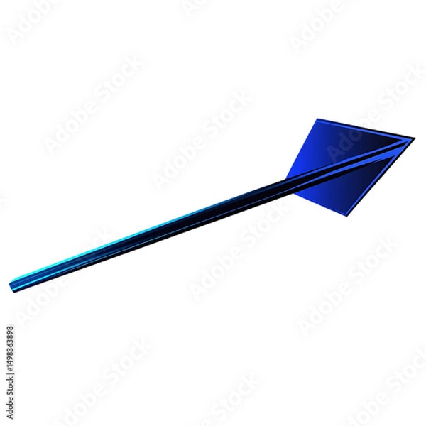 Obraz Bold Arrow with a Dynamic Shape in Rich Sapphire Co Isolated on Transparent Background