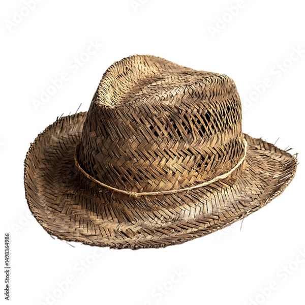 Obraz Rustic Straw Hat with Robust Handcrafted Texture Isolated on Transparent Background