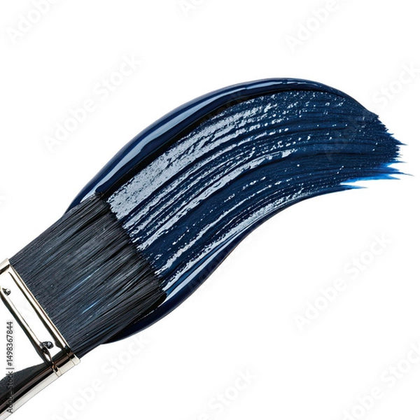 Fototapeta Visually striking brush stroke showcases shiny bluish black paint illustrating the creativity and texture involved in modern abstract art techniques