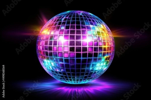 Fototapeta Colorful disco ball with a bright light shining on it