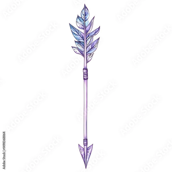 Obraz Artistic Arrow with Hand Drawn Details in Lavender Isolated on Transparent Background
