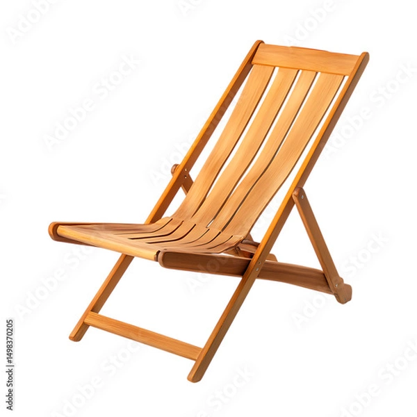 Obraz Contemporary Foldable Wooden Beach Chair with a Nat Isolated on Transparent Background