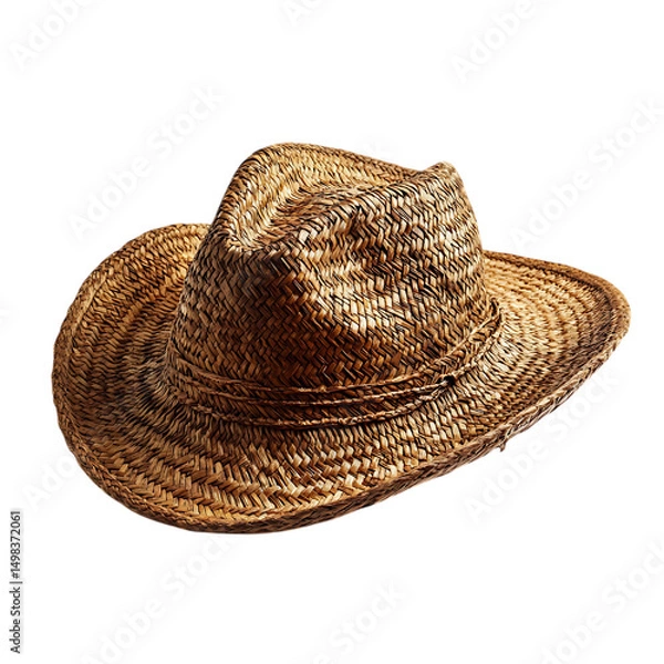 Obraz Rustic Straw Hat with an Authentically Rough Weave Isolated on Transparent Background