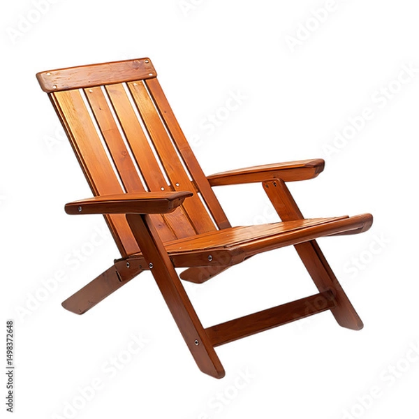 Obraz Contemporary Foldable Wooden Beach Chair with a Mod Isolated on Transparent Background