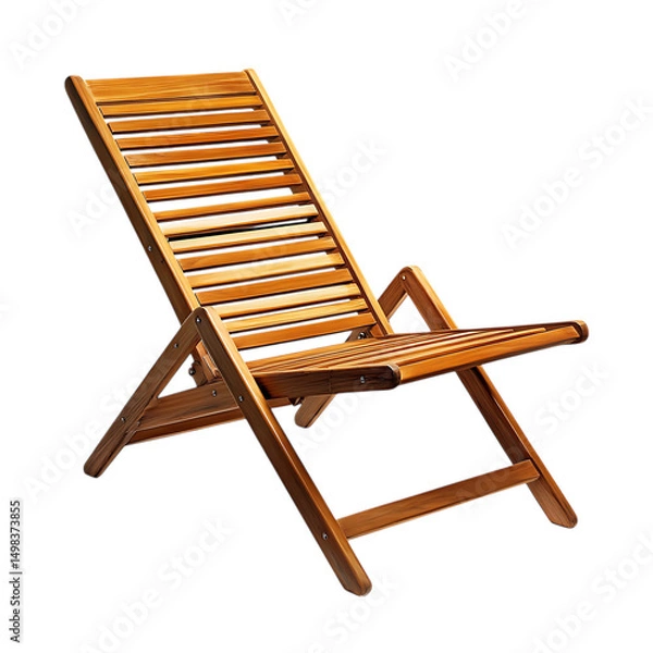 Obraz Elegant Modern Wooden Beach Chair with a Refined Fo Isolated on Transparent Background