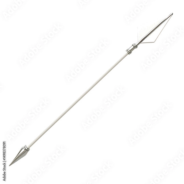 Obraz Sleek Arrow with Modern Accents in Pearlescent White Isolated on Transparent Background