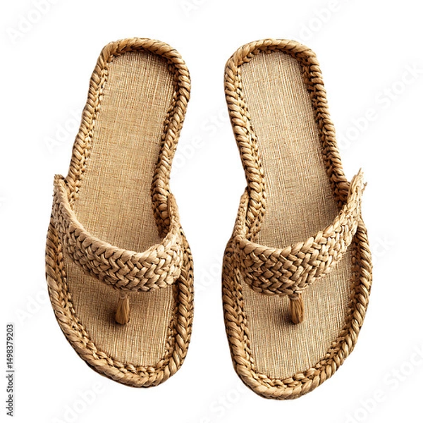 Obraz Bohochic Espadrille Sandals with Intricate Woven Design Isolated on Transparent Background