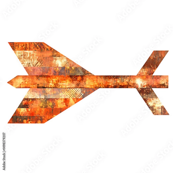Obraz Abstract Arrow with Layered Shimmering Patterns in Orange Isolated on Transparent Background