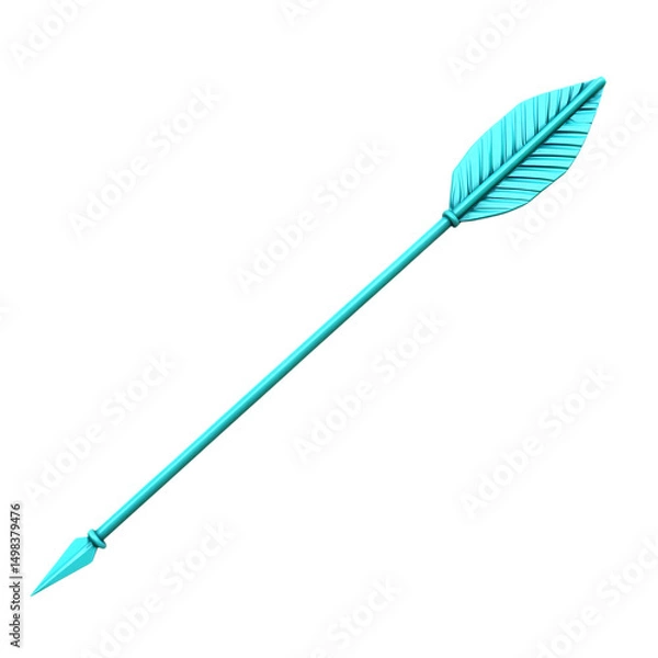 Fototapeta Contemporary Arrow with Crisp Lines in Bright Cyan Isolated on Transparent Background