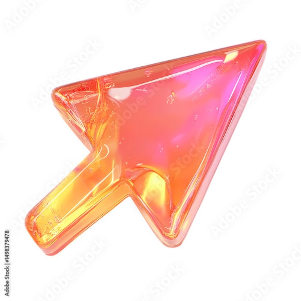 Fototapeta A Glowing Jelly Arrow with Translucent Wobbly Texture Isolated on Transparent Background