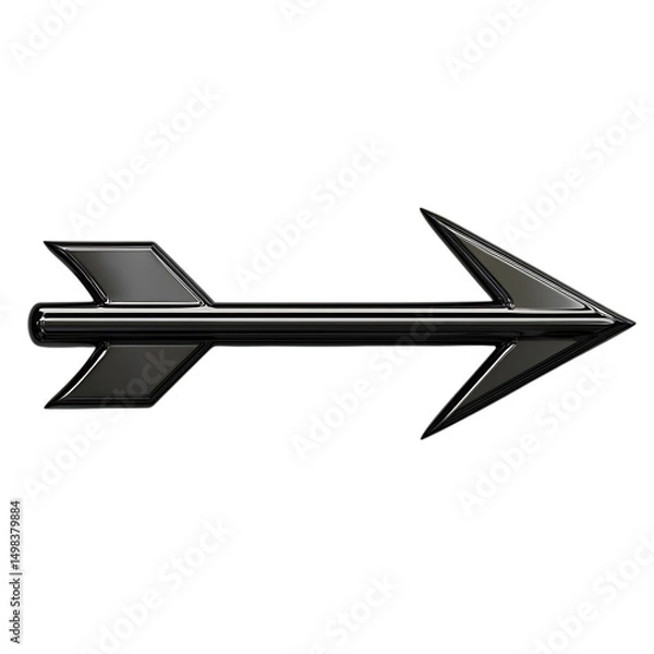 Fototapeta Abstract Arrow with Layered Motifs in Glossy Black Isolated on Transparent Background