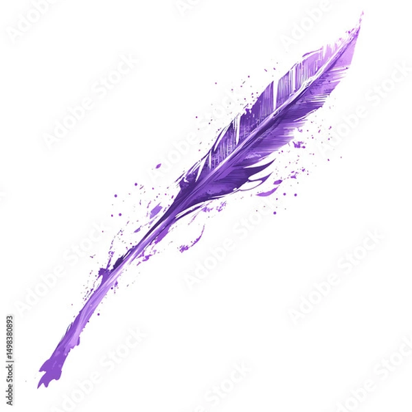 Obraz Artistic Arrow with Flowing Strokes in Vivid Lavend Isolated on Transparent Background