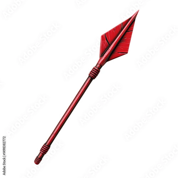 Fototapeta Bold Arrow with an Assertive Form in Cherry Red Color Isolated on Transparent Background