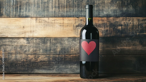 Obraz Wine, romantic, bottle, heart, and gift elements create an elegant scene perfect for Valentine’s Day or special occasions. AI generative