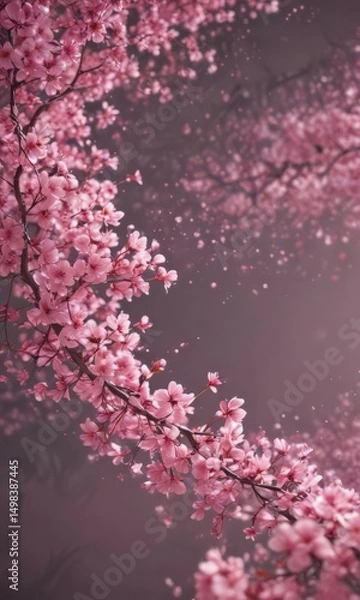 Fototapeta Abstract pink sakura petals swirl, ethereal backdrop,  airy,  season