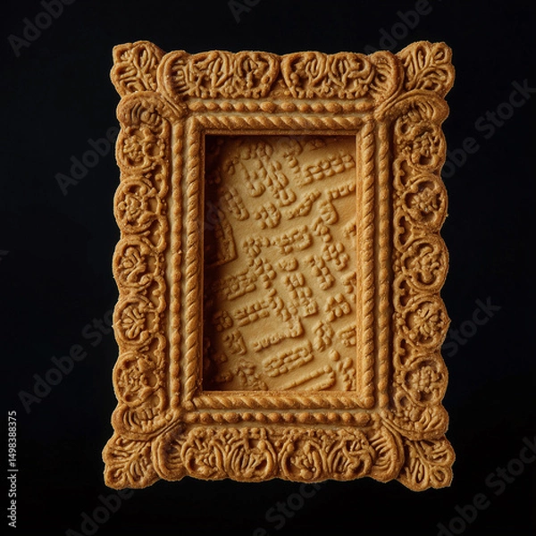 Obraz frame made of butter biscuits, black background