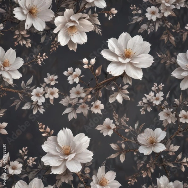 Fototapeta Subtle blossom pattern, A-line silhouette, knee-length , skirt, delicate, wildflower