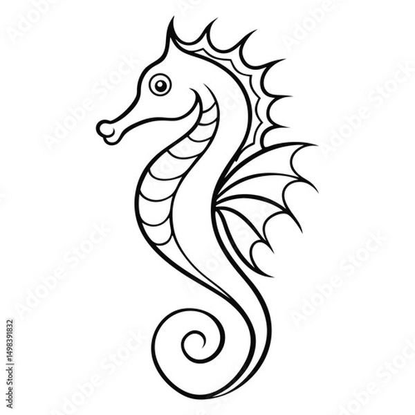 Fototapeta Minimalist Line Art of a Seahorse for Marine and Nature Projects