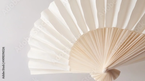 Fototapeta Elegant Cream and White Paper Fan Folded Design Minimalist Style Simple Background Texture Pattern Abstract Art Decoration Craft Beautiful Decoration Home Decor soft image clean   