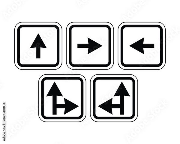 Fototapeta Traffic Light Additional Arrows – Enhanced Signal Guidance for Controlled Intersections – High Quality Stock Vectorial Image