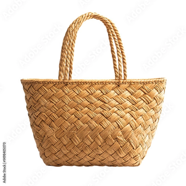Fototapeta Elegant Straw Tote Bag with Refined Weaving Isolated on Transparent Background