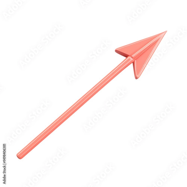 Fototapeta Modern Arrow with Smooth Contours in Coral Colour Isolated on Transparent Background