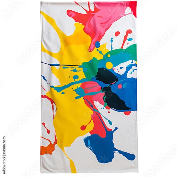Fototapeta Artistic Beach Towel with Oversized Expressive Spla Isolated on Transparent Background