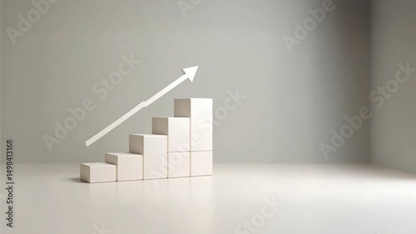 Obraz Minimalist infographic-style line graph on a muted background, with one highlighted peak to represent a breakthrough in business performance.