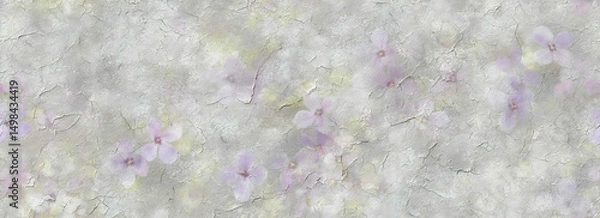 Fototapeta Purple blossoms against a smooth cement backdrop. - Seamless , pattern , background , tile
