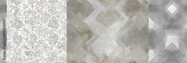 Fototapeta Weathered vintage ceramic and cement-like finish - Seamless , pattern , background , tile
