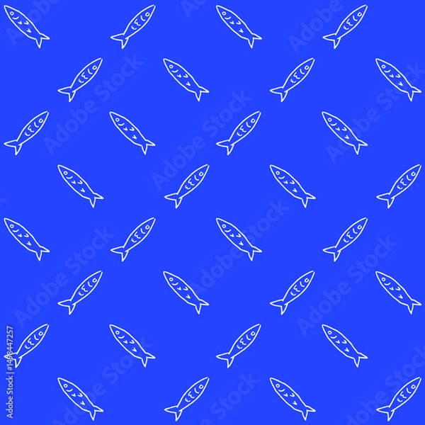 Obraz Hand Drawn Fish Vector Seamless Pattern