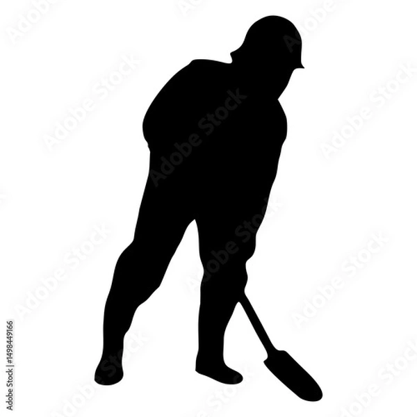 Fototapeta Silhouette of a Man Shoveling