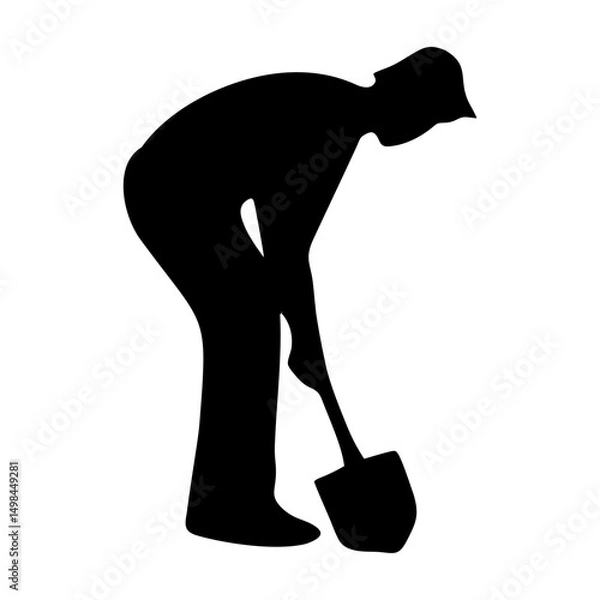 Fototapeta Silhouette of a Man Shoveling