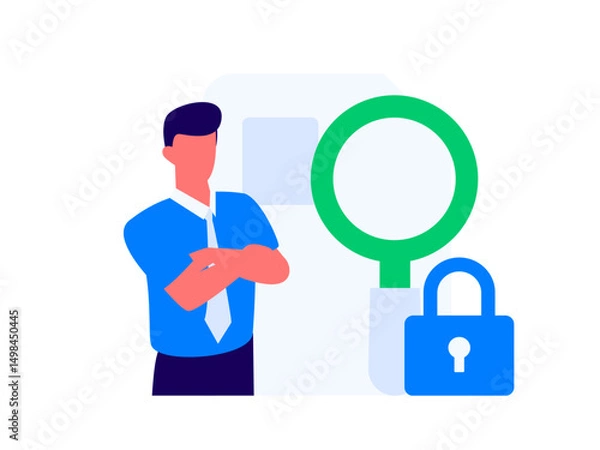 Obraz Protect intellectual property flat vector concept operation hand drawn illustration
